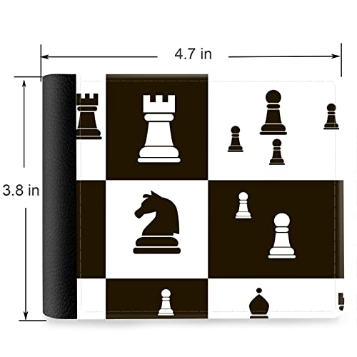 (Black And White Chess Pattern Front Pocket Slim Bifold Leather Wallet RFID Blocking with ID Window for Men2