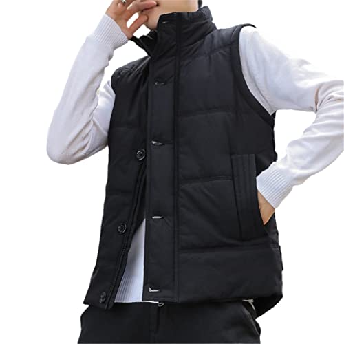 Chaleco de plumón para hombre negro XL chaqueta sin mangas de invierno