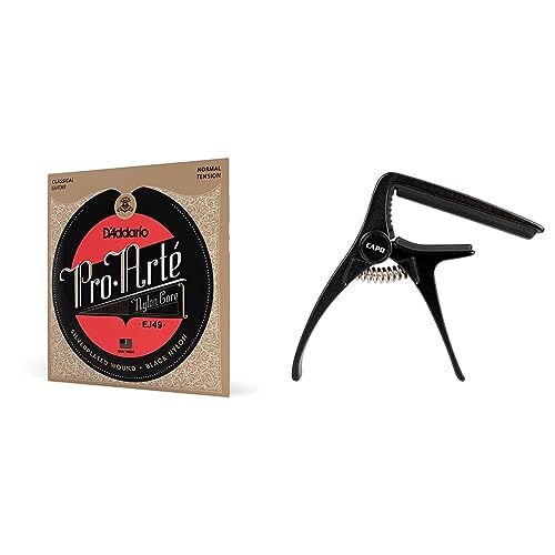 Cordes Pro-Arte EJ49 nylon noir tension normale et capodastre guitare concert