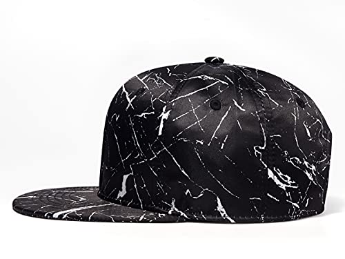 Quanhaigou Classic Snapback Hat Hip Hop Flat Bill Visor Cap - Unisex Adult Adjustable Baseball Hats (Black Light) #TOP4