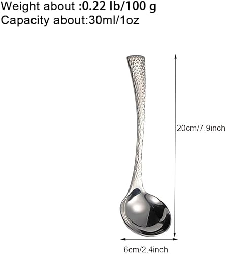 Miniatura 2 de Cucharón de sopa pequeño, cucharón redondo de acero inoxidable 1810, apto para lavavajillas, 7.9 x 2.4 pulgadas, 1 paquete