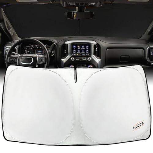 Image of Foldable Windshield Sun Shade for 2014-2025 Jeep Grand Cherokee SUV | Laredo Limited Trailhawk Overland Altitude Summit Sunshade Sun Visor Protector Blocks UV Rays Keep Your Car Cooler