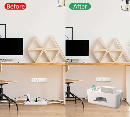 Image of Cable Management Box - 10 pcs, Cable Organizer for Desk, Wire Organizer for Table, Cable Box, Wire Box, Cable Management Box Organizer, Wire Bin for Home & Office