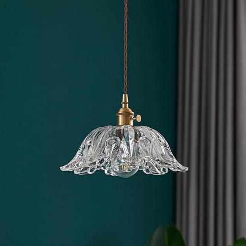 Lustre rétro en verre suspension décorative E27 plafonnier porche - 5
