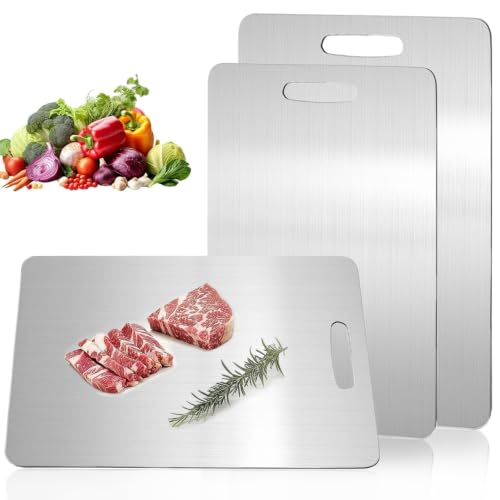 Katori Titanium Cutting Board Set of 2,100% Pure Titanium Cutting Boards for Kitchen Non Toxic,Double Sided Dishwasher Safe Cutting Board for Meat,Fruits and Vegetables,Easy To Clean(2PC-M+L)