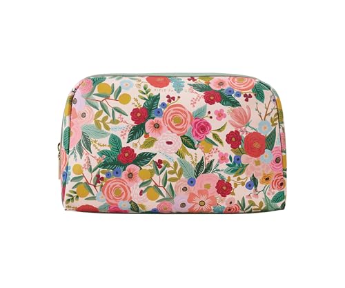 RIFLE PAPER CO. Garden Party Large Cosmetic Pouch for Storing Small Accessories, Includes Gold Zipper, Printed in Full Color with Stylized Pattern and Foil Stamped Logo