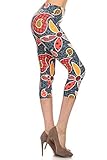 Leggings Depot Women's Popular Capri Cropped REGULAR and PLUS Printed High Waist Leggings (Plus (Size 12-24), Playful Florals)