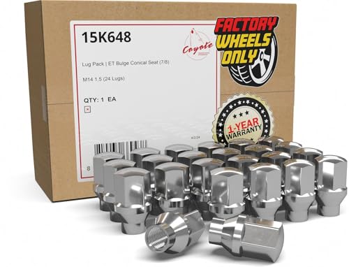 Image of Wheel Accessories Parts 24 Pcs M14x1.5 14x1.5 Thread ET OEM Style Lug Nuts 1.77 inch Long Chrome 7 /8 inch 22mm Hex Fits Chevy Silverado GMC Sierra 1500 | RAM 1500 (for use with Wheel Spacers)