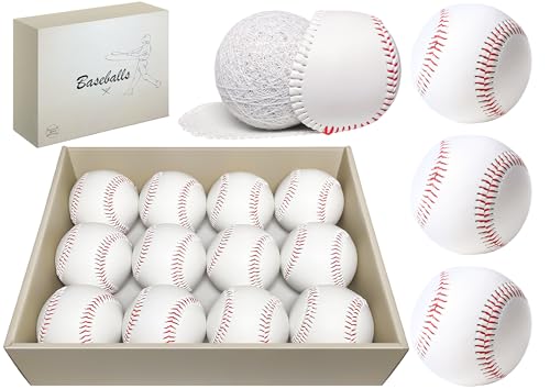 HANKLENSS Baseballs 12/24 Pack with Bucket, Standard Size Adult Training Baseballs (Baseballs 12 Pack)