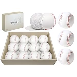 Bucket of Baseballs – 12/24 Pack Standard Size Adult Training Balls for Pitching, Hitting, Fielding – Unmarked & Leather Covered Practice Baseballs – Perfect for Youth Baseball