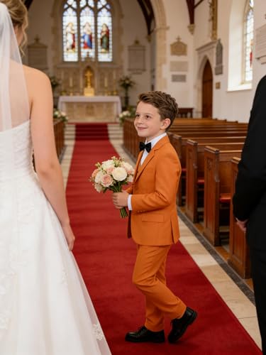 Image of Boys' Formal Suit 5 Piece Slim Fit Suits for Boy Kids Tuxedo Toddler Wedding Ring Bearer Outfit Teen Communion Dress