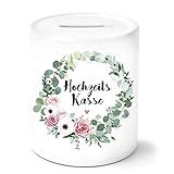 Hochzeitskasse mit Blumenkranz Spardose Geldgeschenke Geschenkideen für das Brautpaar zur Hochzeit