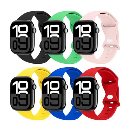 THWALK 6 Pack Sport Bands Compatible with Apple Watch Band Ultra 3/2/1 49mm, Series 11/10 46/42mm, 9/8/7 45/41mm, SE/6/5/4 44/40mm, 3/2/1 42/38mm for Women Men by THWALK - Used condition - US$8.15