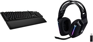 Logitech G513 Mechanical Gaming Keyboard - Carbon/Black & 33 LIGHTSPEED Wireless Gaming Headset with suspension headband, LIGHTSYNC RGB, Blue, 20m range - Black