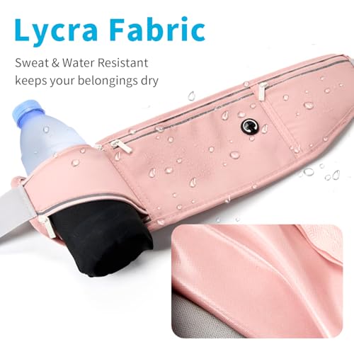 Image of Slim Running Belt for Women Men,Runners Fanny Pack Phone Holder,Money Belt,Running Gear Accessories,with 3 Pockets (Jet Pink)
