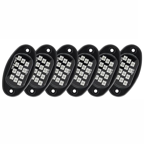 Surakey RGB LED Rock Lights, with Bluetooth Control & DIY Color & Music Mode Rock Lights Kits, Waterproof Chassis Light for Jeep, ATV RZR UTV SUV Off Road AUTO Motorcycle (6 Pods)