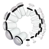 CTIRCHIU 16 Piezas Dilatadores de Oreja de Vidrio en Forma de Hongo para Estiramiento Seguro de 1.6mm a 10mm, Accesorios Duraderos y Únicos para Uso Diario y Amantes del Piercing