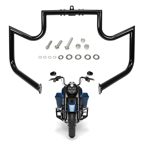 Kozlira Crash Bar Engine Guard Freeway Highway Bar Fit for Harley Davidson 2009-2023 Touring & Trike Models Road King Road Glide Street Glide Electra Glide CVO Gloss Black One Year Quality Assurance