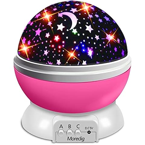 Moredig Lampara Proyector Infantil, 360° Rotación y 8 Modos Iluminación Proyector Estrellas, Luz de Nocturna para Niños y Bebés Cumpleaños, Día de los Reyes, Regalo Navidad Cover