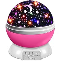 Moredig Lampara Proyector Infantil, 360° Rotación y 8 Modos Iluminación Proyector Estrellas, Luz de Nocturna para Niños y Bebés Cumpleaños, Día de los Reyes, Regalo Navidad, Rosa