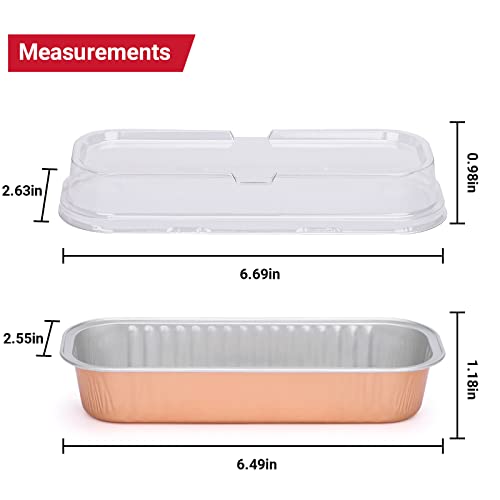 Suice Disposable Mini Cake Pans With Lids 6.5"X2.5"X1.2", 50Pcs Aluminum Baking Cups Small Cupcake Pans 6.8Oz, Individual Dessert Pans Rose Gold Disposable Ramekins For Cheesecake, Creme Brule,Cupcake #TOP2
