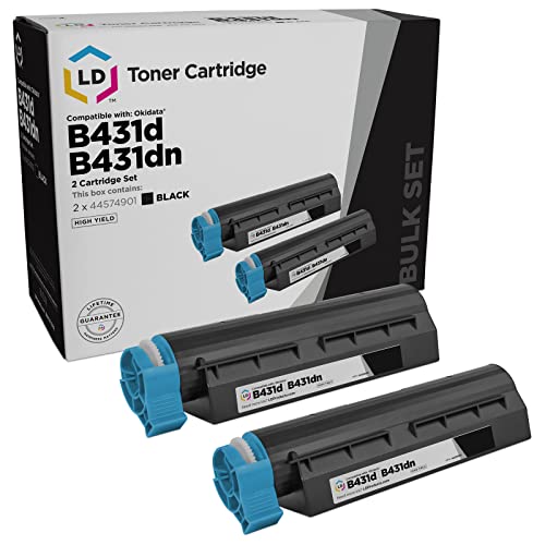 LD Products Compatible Toner Cartridge Replacement for Okidata 44574901 High Yield (Black, 2-Pack)