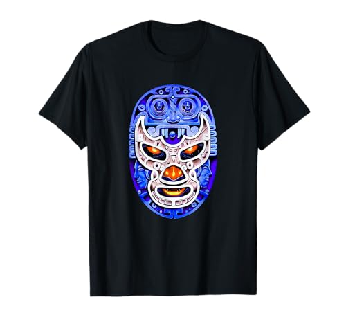 Demon Violet Lucha Libre Wrestler Aztec Design T-Shirt