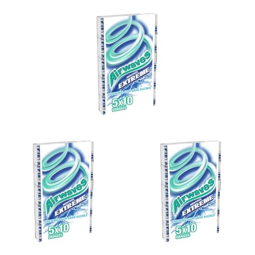 AIRWAVES - Chewing-gum Menthol Extrême sans sucres - 15 paquets de 10 dragées - 70g