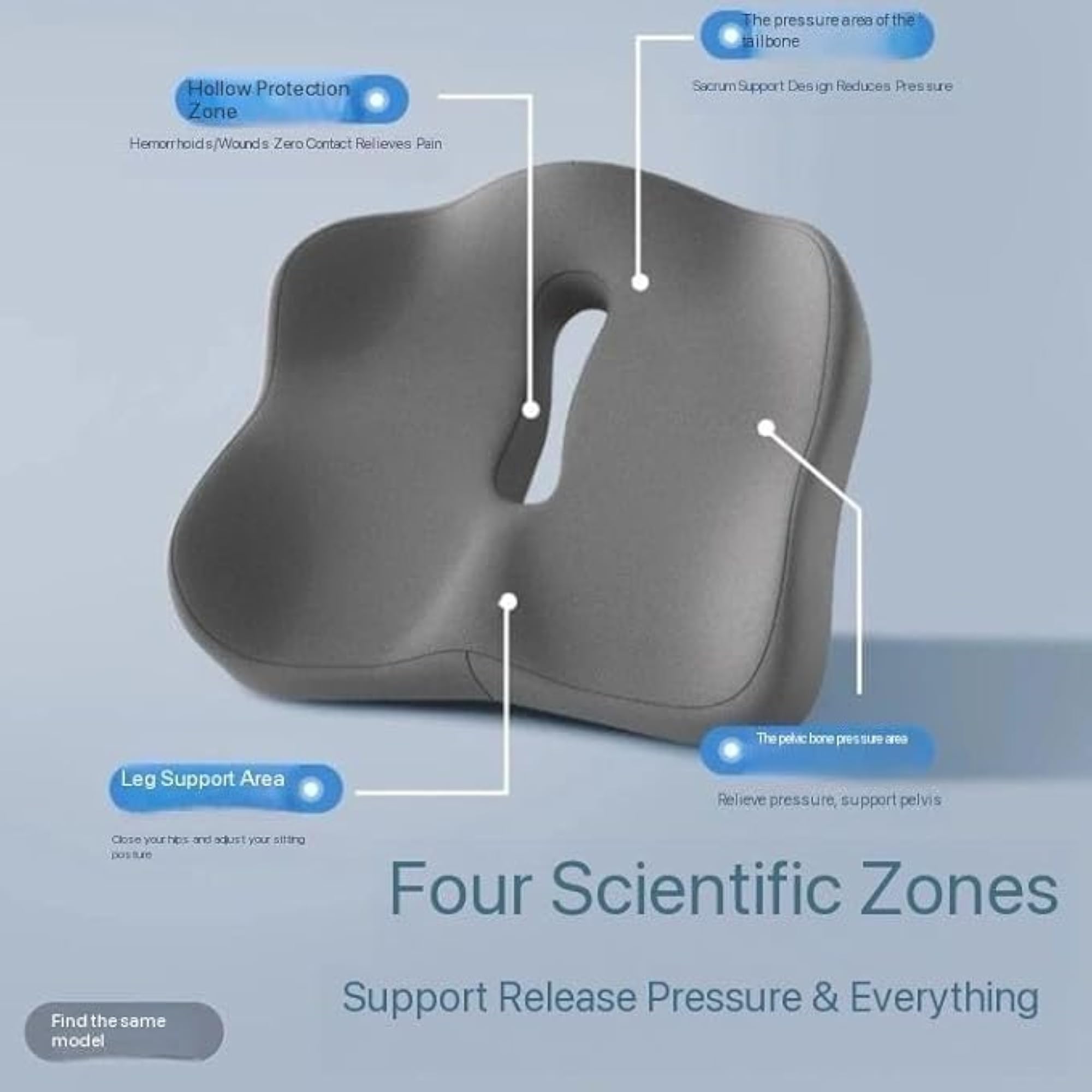 Memory Foam Coccyx Chair Pads for Back Pain Relief