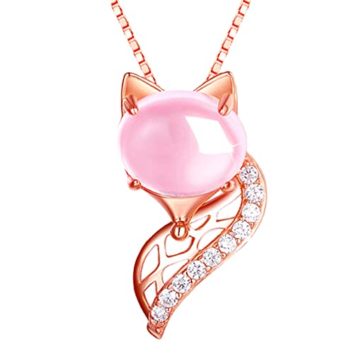 Cadeau d'anniversaire collier en argent 925 et Quartz Rose pour femme