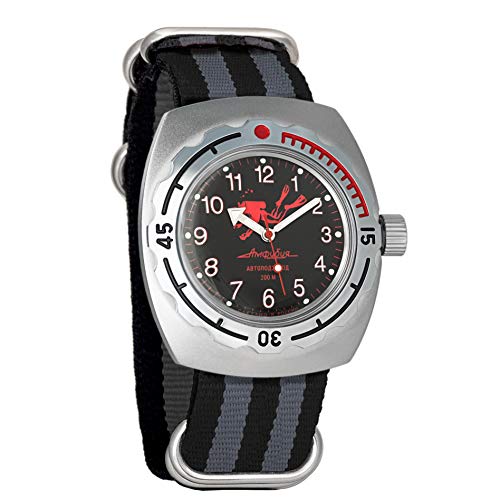 Vostok Amphibian �������� �����Y �r���v �~���^���[ �_�C�o�[ �������p�P�[�X �r���v #090657 Scuba Dude �u���b�N�_�C���� �u���b�N+�O���[�B