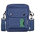 Kreative süße Cartoon-Dinosaurier-Stoffaufkleber aus Segeltuch für Damen, Schultertasche für Schüler und Studenten, blau