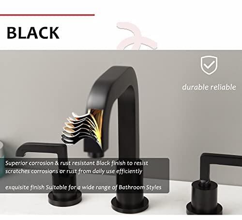 Grifo baño negro de tres orificios que soluciona las salpicaduras y regula la temperatura 3