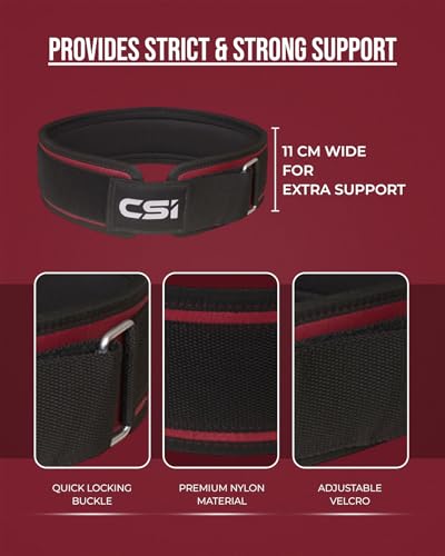 Image of CSI Weight Lifting Belt - Gym Belt for Weight Lifting | Powerlifting | Deadlift | Exercise | Crossfit & Strength Training Waist Supports for Men Back Support Squat - Gym Belt for Weightlifting, Powerlifting & Deadlifts | Black | XL |