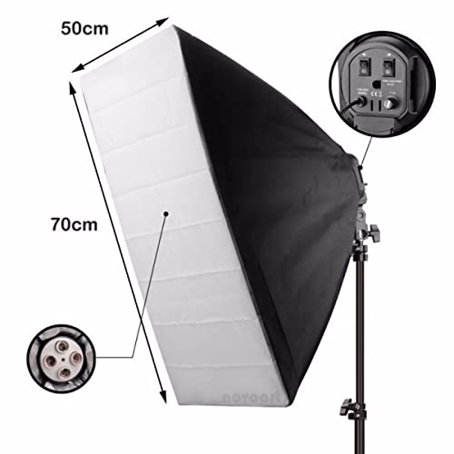 Kit Soft Box Quadruplo 50 X 70 + Tripé 2m + 4 Lampadas Led, luz contínua para est