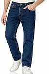 Mens Straight Leg Denim Jeans, Comfortable Hard Wearing Jean, Stylish & Classic Plain Fashion Trousers for Men Regular Fit Cotton Denim Pants, Dark Blue-44W / 31L
