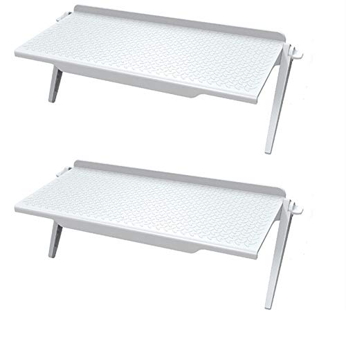 2 Stks Monitor TV Top Shelf Mounts Stand Computermonitor Bureau Partitie Opbergdoos Stand, Montagebeugel Voor Kabelbox Luidsprekers Streaming Media Apparaten Wit-Groot