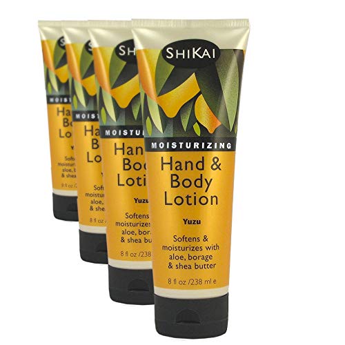ShiKai Yuzu Hand & Body Lotion (8oz, Pack of 4) | Daily Moisturizing Skincare for Dry and Cracked Hands | With Aloe Vera & Vitamin E