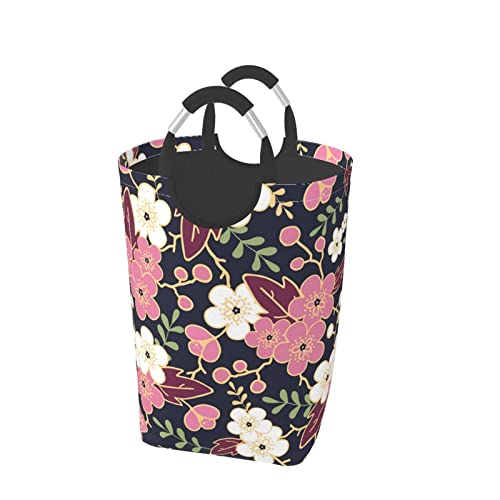 ランドリーバスケット ランドリーボックス 桜 和風 和柄 四角 洗濯かご 洗濯ボックス 洗濯物入れ ランドリーかご 汚れた洗濯物収納バッグ 衣類収納用 雑貨収納 ランドリー収納 折りたたみ 防水 大容量 取っ手付き おしゃれ