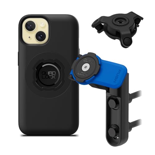 Image of Quad Lock Brake /Clutch Motorcycle Phone Mount with Vibration Dampener and MAG Phone Case for iPhone 15