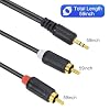 RCA Cables - 59IN/5FT Stereo Jack to 2RCA Plugs for Smartphone, Tablet, HDTV, DVD Player, Home Theater, Speakers, Projector