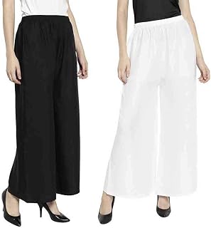 KGN FASHION Women's and Girls Cotton Reyon Regular Fit Palazzo Pants/Trouser - Combo Pack of 2 Price In India