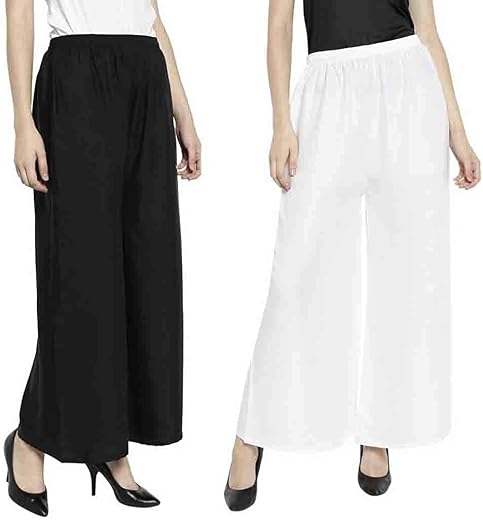 KGN FASHION Women's and Girls Cotton Reyon Regular Fit Palazzo Pants/Trouser - Combo Pack of 2