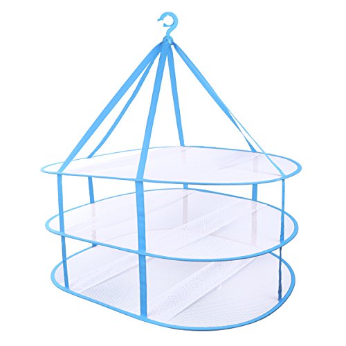 DEWEL Hanging Clothes Drying Rack Sweater Drying Rack 3 Tier Flat Drying Rack