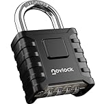 NOVLOCK Heavy Duty Combination Padlock Outdoor – Weatherproof, Cut-Resistant, 0.31" (8mm) Shackle – for Gates, Fences, Sheds, Storage Units, Lockers, Cabinets – 1-Pack, Black