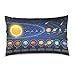 Just Contempo - Federa per cuscino in velluto di cotone scuro, con motivo "Pianeti", morbida e traspirante, per letto auto, divano letto, 50,8 x 76,2 cm