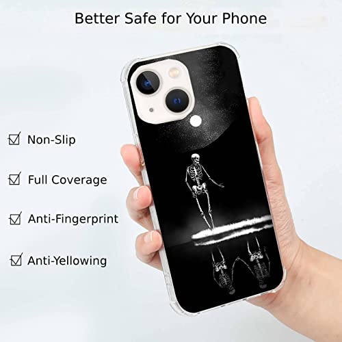 Skeleton Love Phone Case Compatible With Iphone 14 Plus,Lonely Moon Skeleton Case For Iphone 14 Plus,Unique Trendy Tpu Bumper Protective Cover Case #TOP1