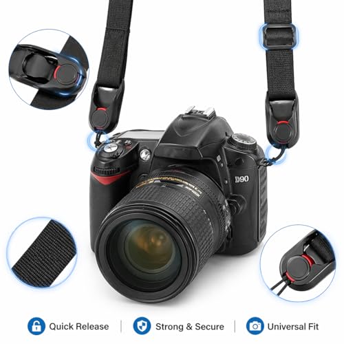 Image of Street27 2PCS Adjustable Nylon Camera Wrist Strap & Neck Lanyard with Quick Release - Universal DSLR Hand Strap for Sony, Nikon, Fujifilm & Mirrorless Cameras