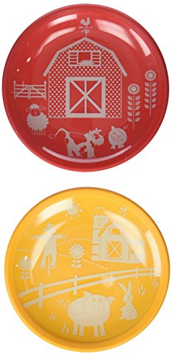 Brinware Barn Yard Tempered Glass and Silicone Dish Set, Red/Orange