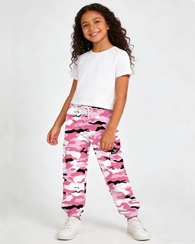Image of Betusline Girls Fall Winter Clothing Sets, Long Sleeve Crop Top & Cargo Jogger Pants 2 Piece Outfit Sets,4T-14Y